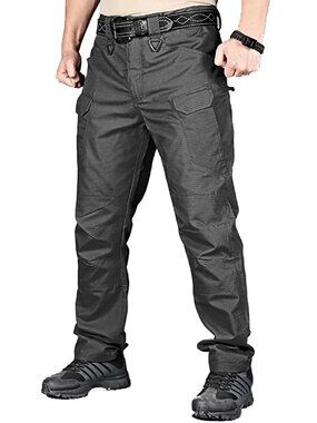 Mens Tactical Cargo Trousers Waterproof Hiking Military Outdoor Working Pants